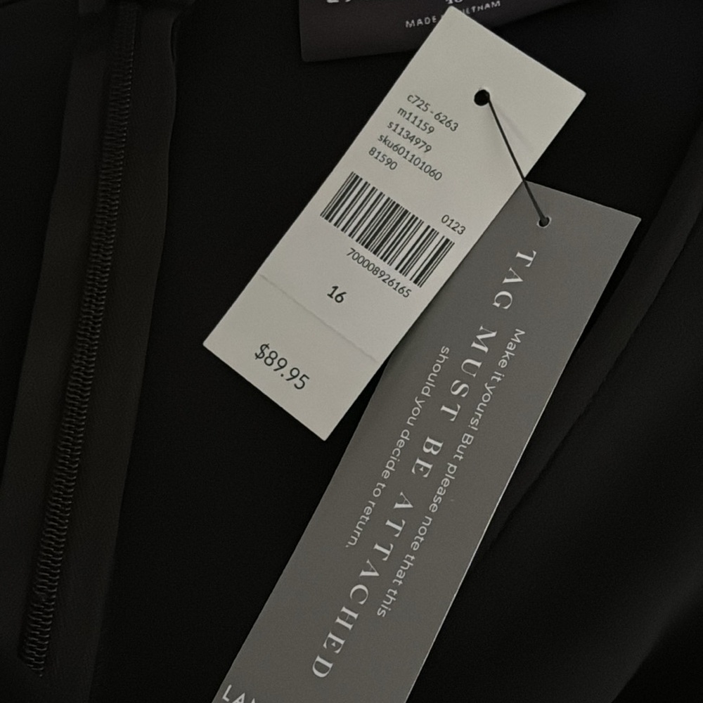 Lane Bryant V-Neck Flutter Short Sleeve Zip Up Tie Around the Waist Black Skirt - Picture 9 of 10